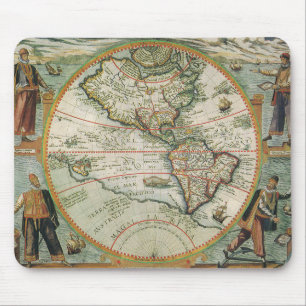 Antike Weltkarte von Amerika, 1597 Mousepad