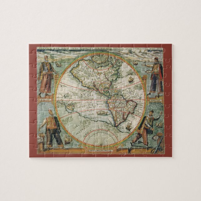 Antike Weltkarte von Amerika, 1597 Puzzle (Horizontal)