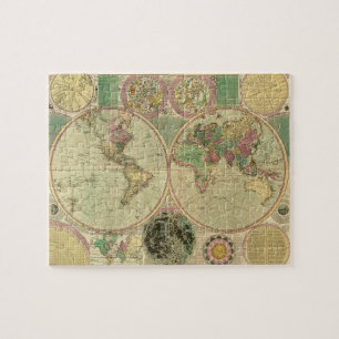 Antike Weltkarte von Carington Bowles, ca. 1780 Puzzle