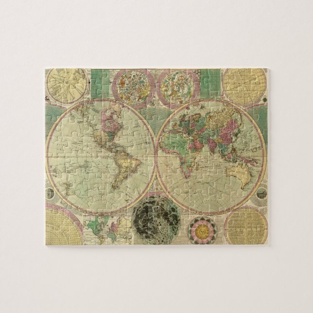 Antike Weltkarte von Carington Bowles, ca. 1780 Puzzle (Horizontal)
