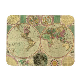Antike Weltkarte von Carington Bowles, circa 1780 Magnet