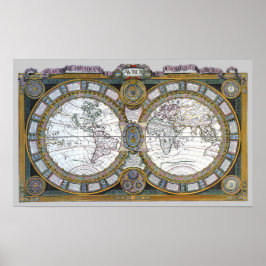 Antike Weltkarte von Claude Auguste Berey, 1688 Poster