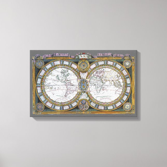 Antike Weltkarte von Claude Auguste Berey Leinwanddruck (Vorderseite)