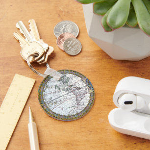 Antike Weltkarte von Claude Auguste Berey Schlüsselanhänger