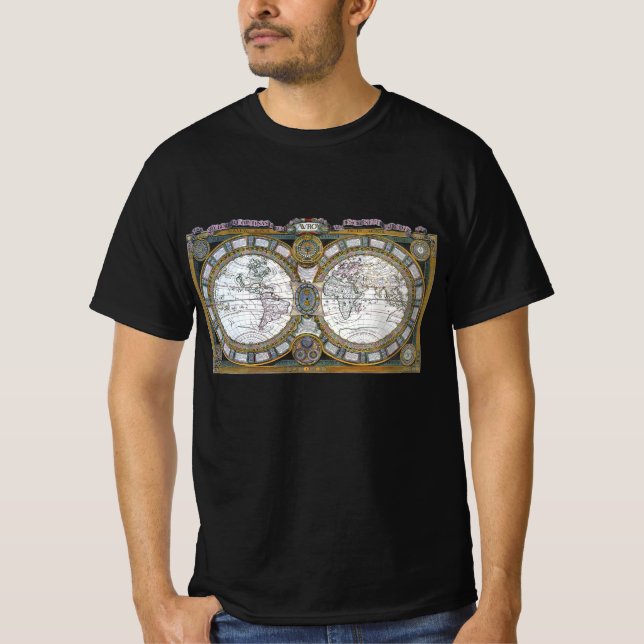 Antike Weltkarte von Claude Auguste Berey T-Shirt (Vorderseite)
