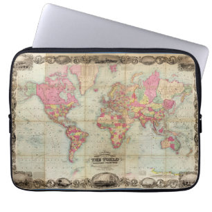 Antike Weltkarte von John Colton, ca. 1854 Laptopschutzhülle