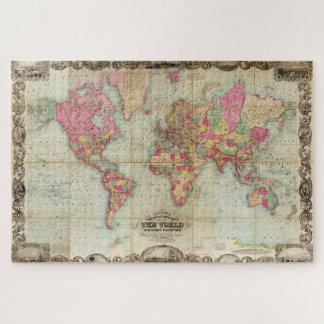 Antike Weltkarte von John Colton, ca. 1854 Puzzle