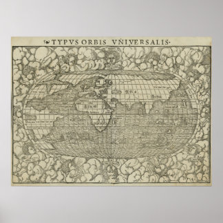 Antike Weltkarte von Sebastian Münster um 1560 Poster