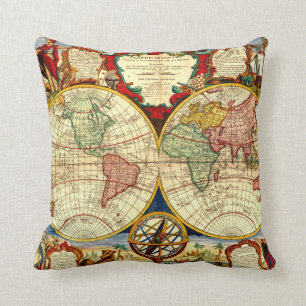 Antike Weltkarten-Kunst-Vintager Art-Dekorateur Kissen