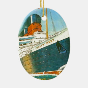 Antike Werbung, RMS Queen Mary Keramik Ornament