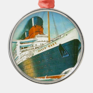 Antike Werbung, RMS Queen Mary Ornament Aus Metall