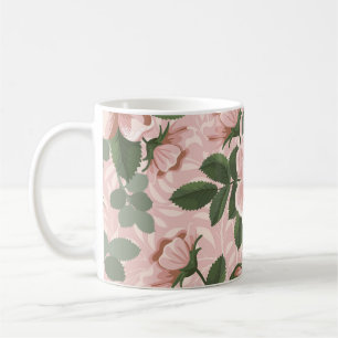 Antike Wilde Rosen: Florale Hintergrundgestaltung Kaffeetasse