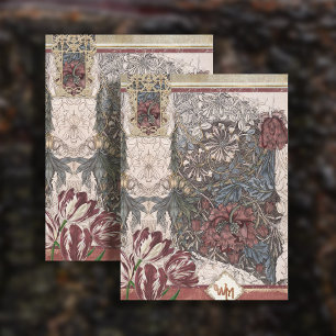 Antike William Morris Burgunder Collage Decoupage Seidenpapier