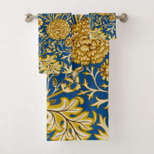 Antike William Morris Cherwell Blue Blumenkunst Badhandtuch Set