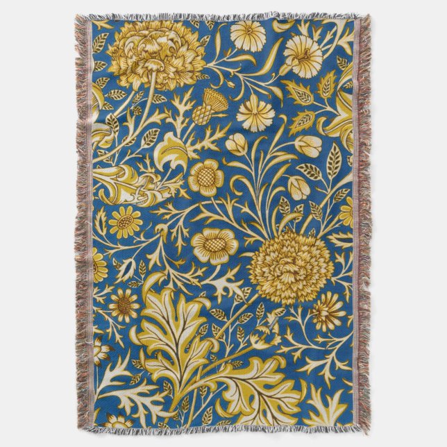 Antike William Morris Cherwell Blue Blumenkunst Decke (Vorderseite Vertikal)