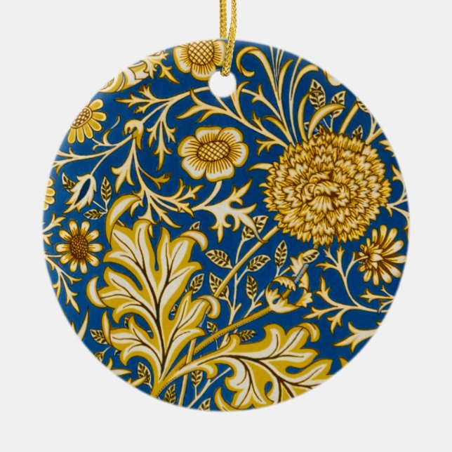 Antike William Morris Cherwell Blue Blumenkunst Keramik Ornament (Vorne)