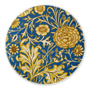 Antike William Morris Cherwell Blue Blumenkunst Keramikknauf