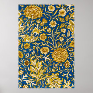 Antike William Morris Cherwell Blue Blumenkunst Poster