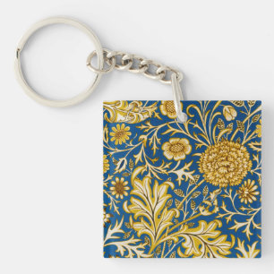 Antike William Morris Cherwell Blue Blumenkunst Schlüsselanhänger