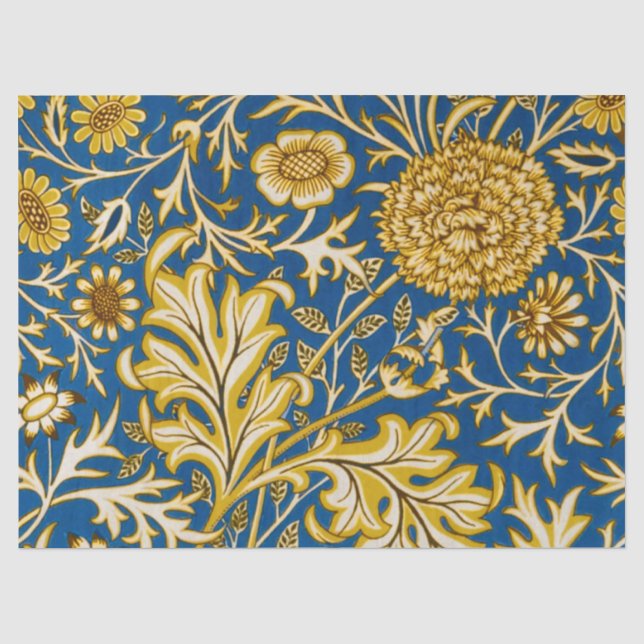 Antike William Morris Cherwell Blue Blumenkunst Seidenpapier (Vorderseite)