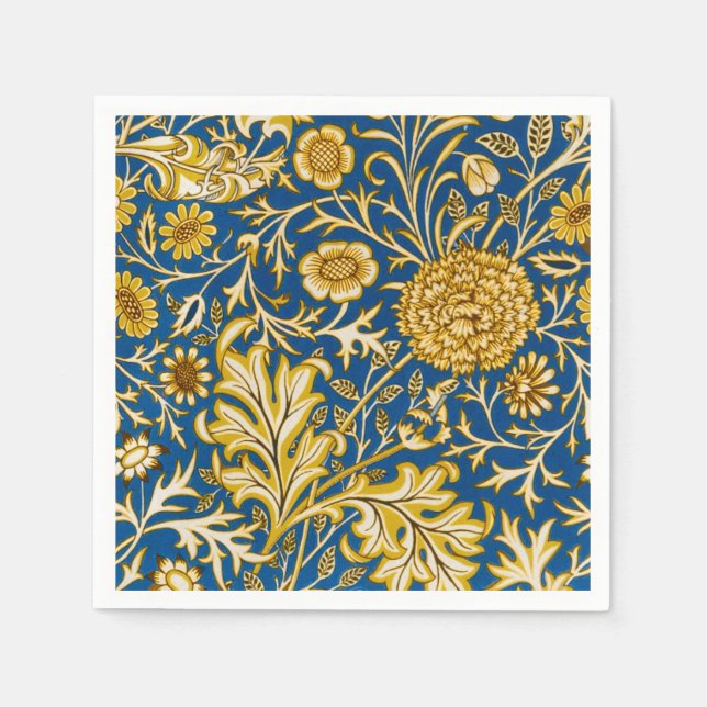 Antike William Morris Cherwell Blue Blumenkunst Serviette (Vorderseite)