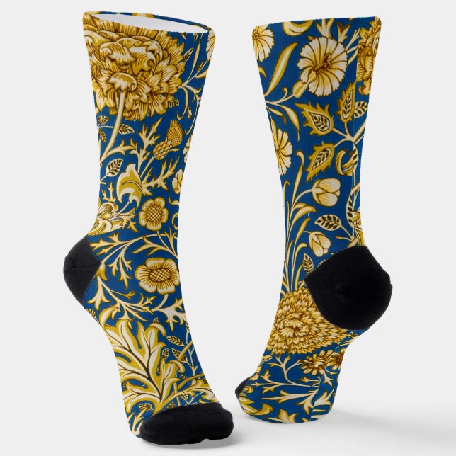 Antike William Morris Cherwell Blue Blumenkunst Socken (Gewinkelt)