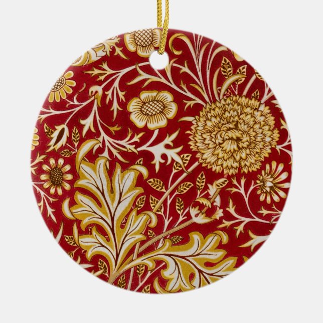 Antike William Morris Cherwell rote Blumengestaltu Keramik Ornament (Vorne)