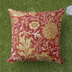 Antike William Morris Cherwell rote Blumengestaltu Kissen