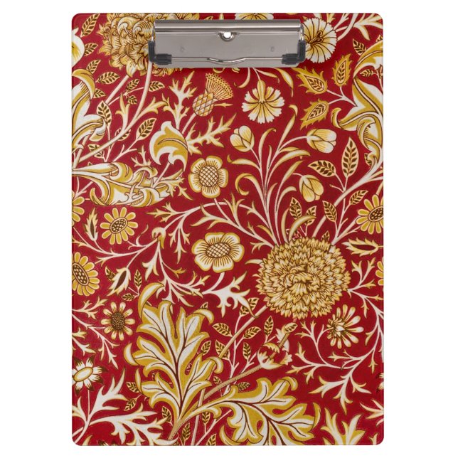 Antike William Morris Cherwell rote Blumengestaltu Klemmbrett (Vorderseite)