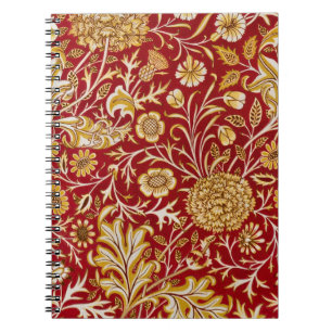 Antike William Morris Cherwell rote Blumengestaltu Notizblock