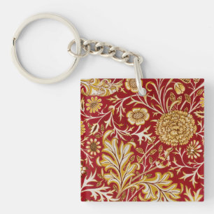 Antike William Morris Cherwell rote Blumengestaltu Schlüsselanhänger