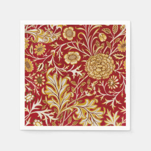 Antike William Morris Cherwell rote Blumengestaltu Serviette