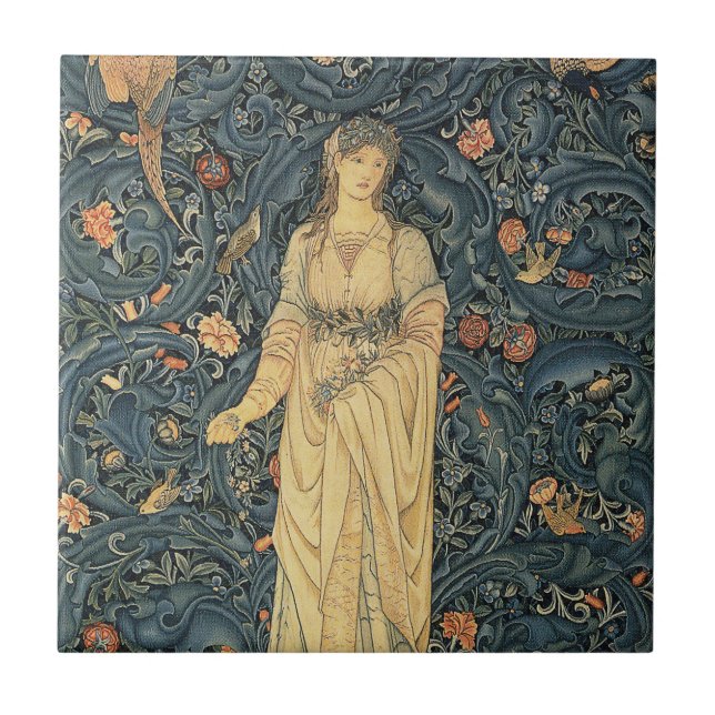 Antike William Morris-Flora Fliese (Vorderseite)