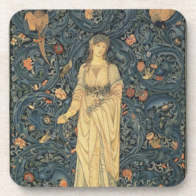 Antike William Morris-Flora Getränkeuntersetzer (Vorderseite)