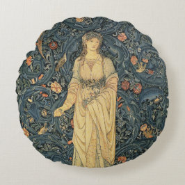 Antike William Morris-Flora Rundes Kissen