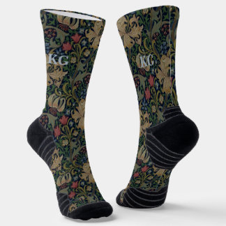Antike William Morris Navy Blau Rote Chrysantheme Socken