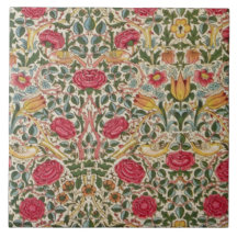 Antike William Morris Rose Pink Gelber Vogel Flor