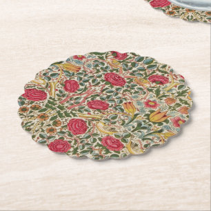 Antike William Morris Rose Pink Gelber Vogel Flora Untersetzer