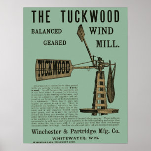 Antike Windmühle Das Tuckwood Whitewater Wis 1889 Poster