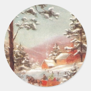 Antike Winterlandschaft Runder Aufkleber