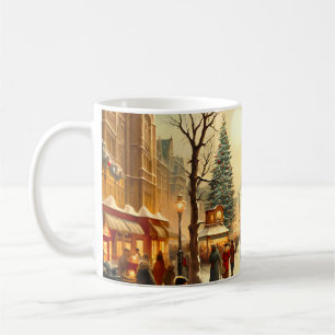 Antike winterliche schneebedeckte Weihnachtsmarkst Kaffeetasse