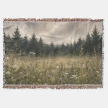 Antike Wurfdecke mit Wiesenmotiv im Farmhausstil