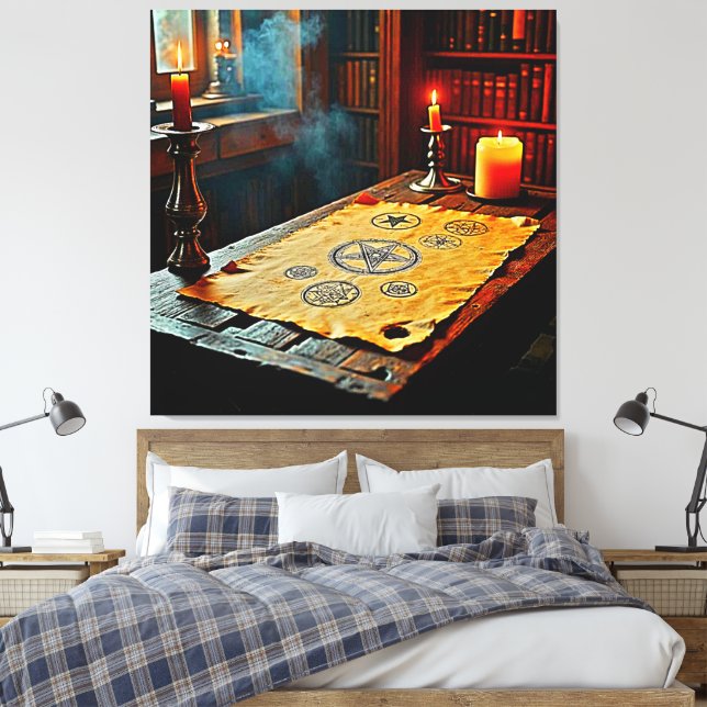 Antike Zauber auf einem Mystischen Scroll Leinwanddruck (Insitu (Schlafzimmer))