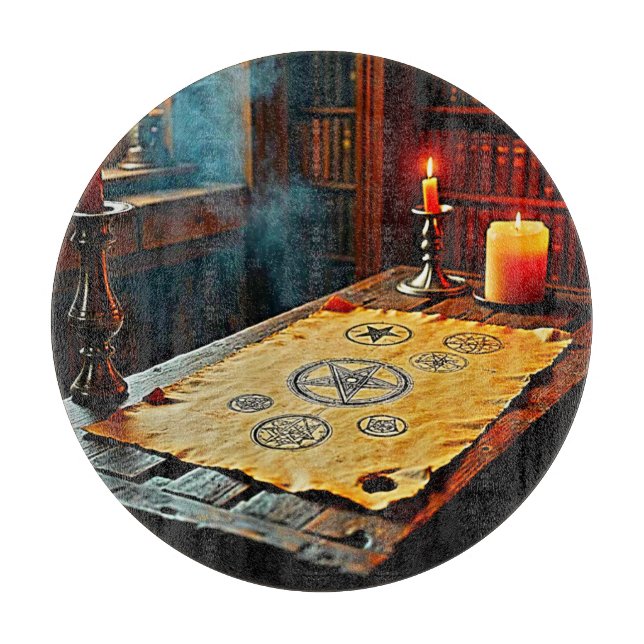 Antike Zauber auf einem Mystischen Scroll Schneidebrett (Vorderseite)