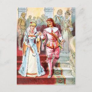 Antike Zeichnung: Cinderella und der Prinz Postkarte