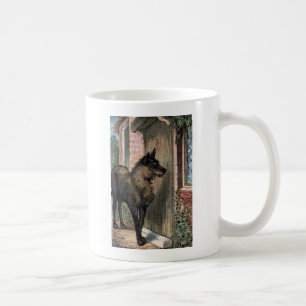 Antike Zeichnung: Der Wolf an Omas Tür Kaffeetasse