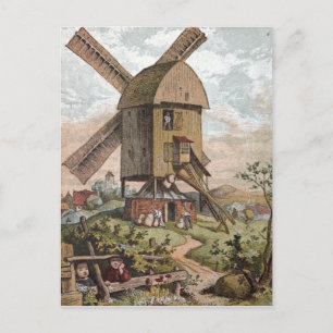 Antike Zeichnung: Die alte Mühle Postkarte
