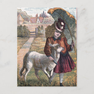 Antike Zeichnung: Marias kleines Lamm Postkarte