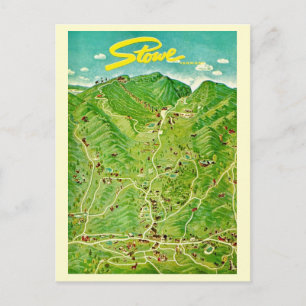 Antike Zeichnung von Stowe Vermont Postkarte