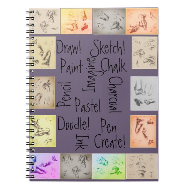 Antike Zeichnungen und inspirierend Kunstwörter Notizblock (Vorderseite)